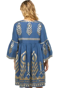 Embroidered Metallic Mini Dress