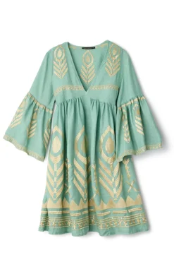 Embroidered Metallic Mini Dress