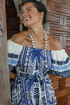 Embroidered Palm Maxi Dress