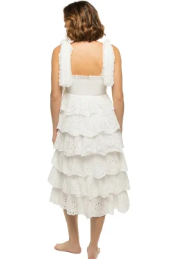 Embroidered Ruffle Midi Dress