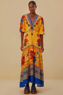 Floral Yard Yellow Maxi Dress