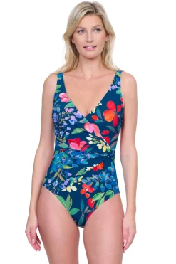 Garden Dream V-Neck One Piece Swimsuit