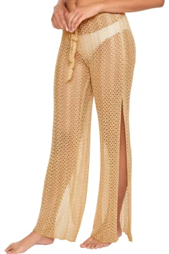 Golden Metallic Crochet Pants