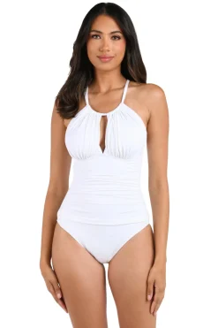 Keyhole High Neck One Piece Swimsuit