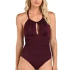 Keyhole High Neck One Piece Swimsuit
