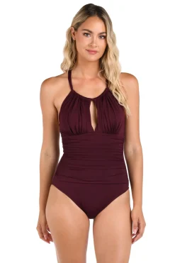 Keyhole High Neck One Piece Swimsuit