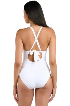 Keyhole High Neck One Piece Swimsuit