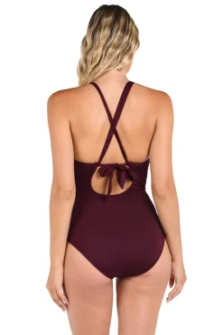 Keyhole High Neck One Piece Swimsuit