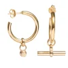Large Gold T-Bar Earrings