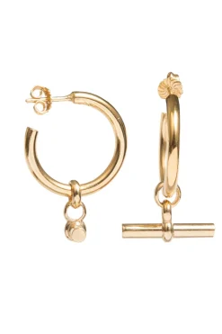 Large Gold T-Bar Earrings