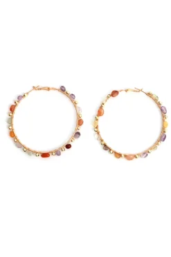 Large Stone Hoop Earrings