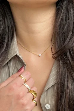 Lola Solitaire Sideways Pear Necklace