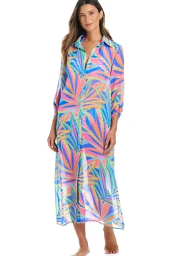 Long Chiffon Shirt Dress Cover Up