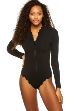 Long Sleeve Scallop One Piece