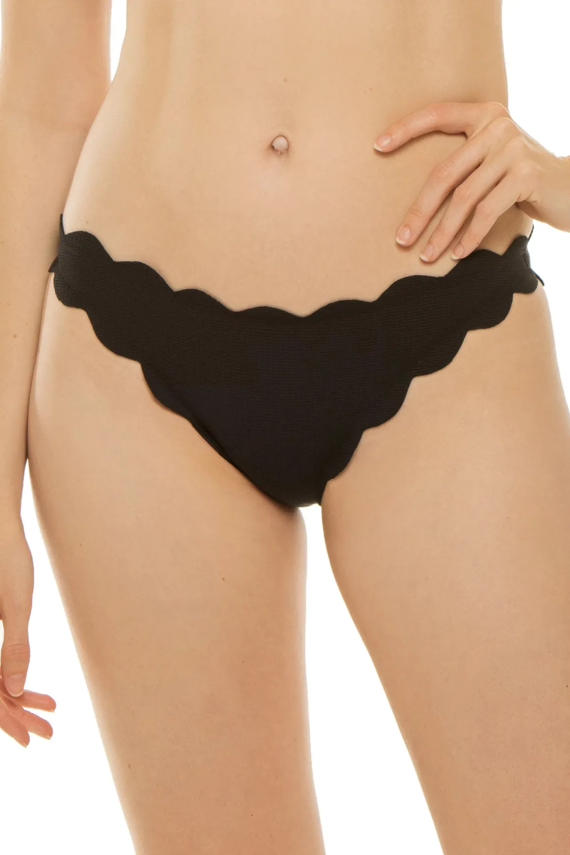 Low-Rise Scalloped Brazilian Bikini Bottom