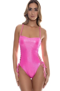 Luminous Lace-Up One Piece Swimsuit