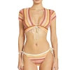 Lyra Striped Cap Sleeve Bikini Top