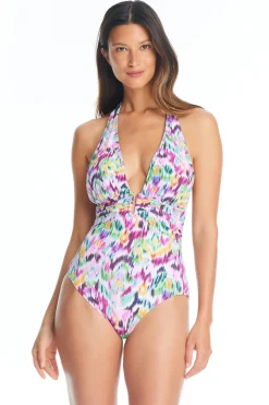 Maillot Halter Plunge One Piece Swimsuit
