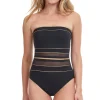 Metallic Mesh Bandeau One Piece Swimsuit