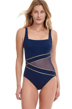 Metallic Mesh One Piece Swimsuit
