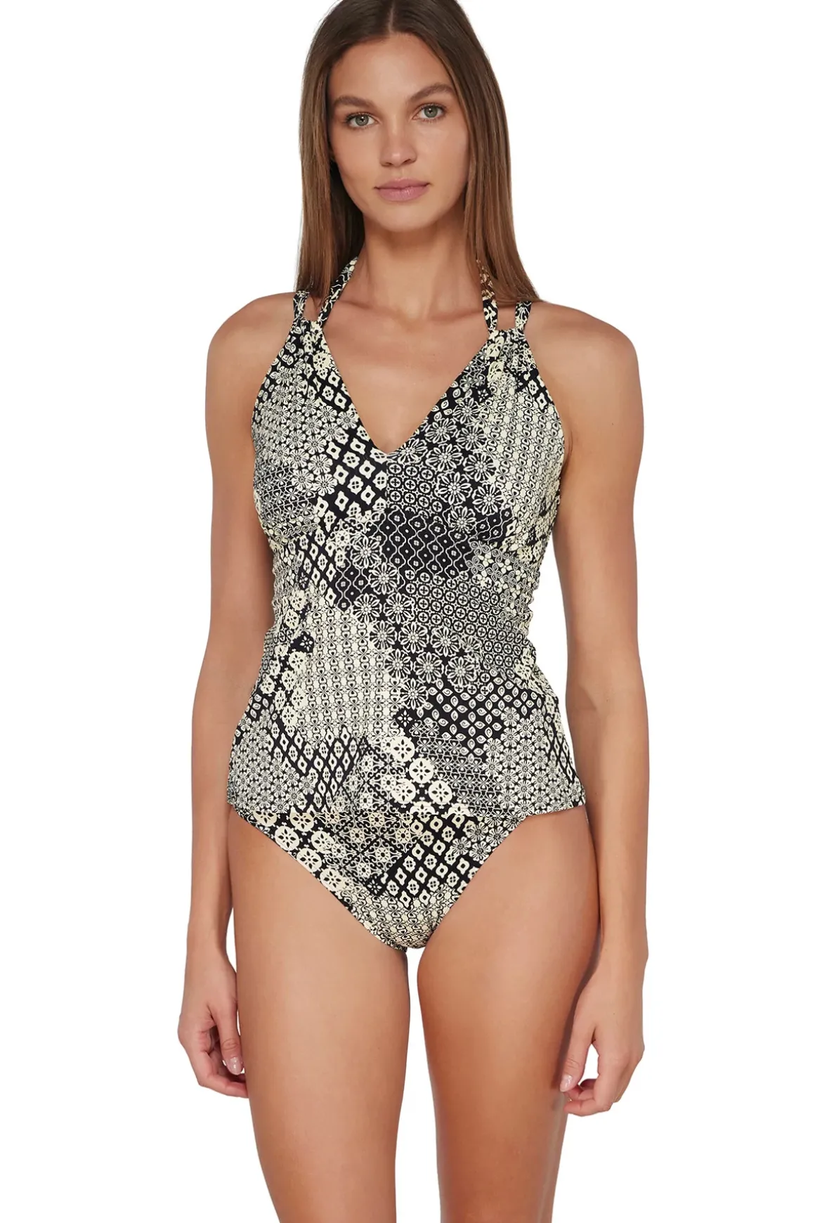 Mia High Neck X-Back Tankini Top