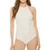 Mott Scalloped High Neck One Piece Swimsuit