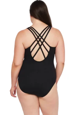 Multi-Strap Cross-Back One Piece Swimsuit