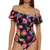 Off The Shoulder Ruffle One Piece Swimsuit