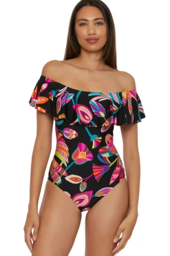 Off The Shoulder Ruffle One Piece Swimsuit