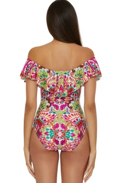 Off The Shoulder Ruffle One Piece Swimsuit
