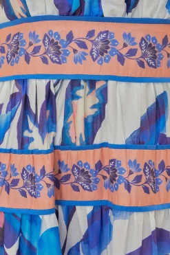 Off-White Blue Foliage Midi Dress