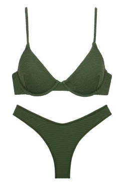 Olive Scrunch Dainty Bikini Top