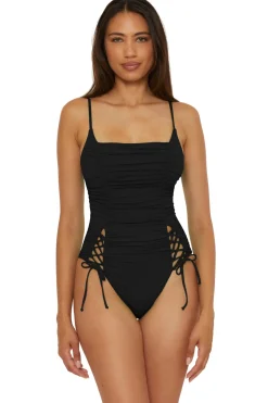 Paula Lace-Up One Piece Swimsuit