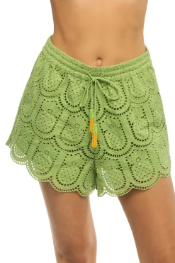Pineapple Eyelet Green Shorts