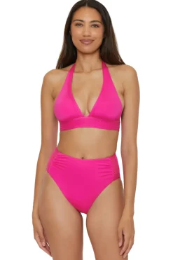 Pleated Halter Bikini Top