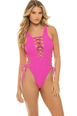 Plunge Wide Strap One Piece Swimsuit