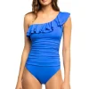 Ruffle Asymmetrical One Piece Swimsuit