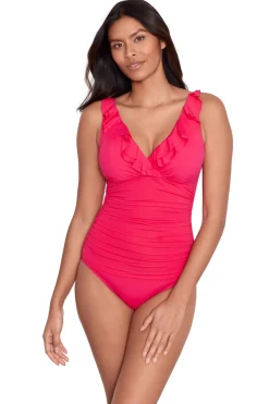 Ruffle Over The Shoulder One Piece Swimsuit