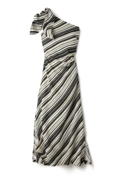 Sara Linen Asymmetrical Midi Dress