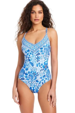 Sea Life V-Neck One Piece Swimsuit