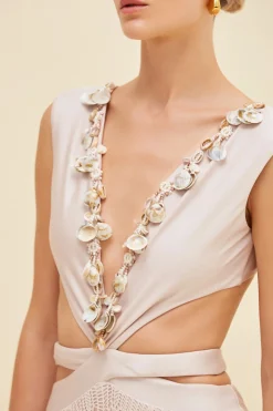 Seashell Plunge Beach Midi Dress