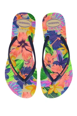 Slim Floral Neon Flip Flops