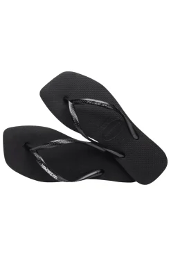 Square Metallic Flip Flops