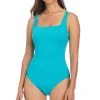 Square Neck Ribbed One Piece Swimsuit