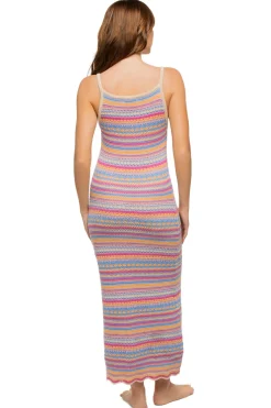 Striped Crochet Midi Dress