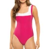 Textured One Piece Swimsuit