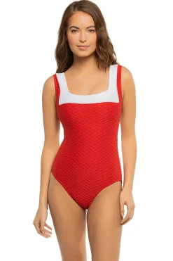 Textured One Piece Swimsuit