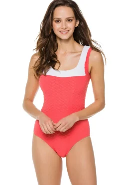 Textured One Piece Swimsuit