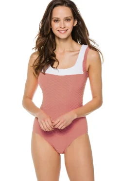 Textured One Piece Swimsuit