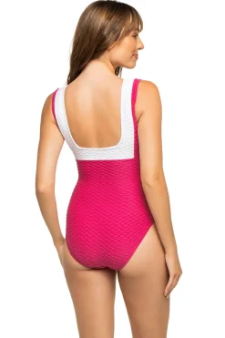 Textured One Piece Swimsuit